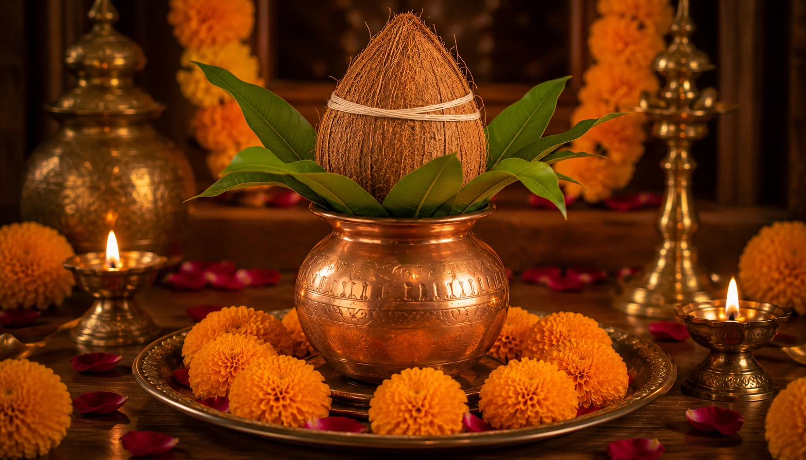 Significance of Kalash Sthapana: How to Setup Water, Mango Leaves & Coconut