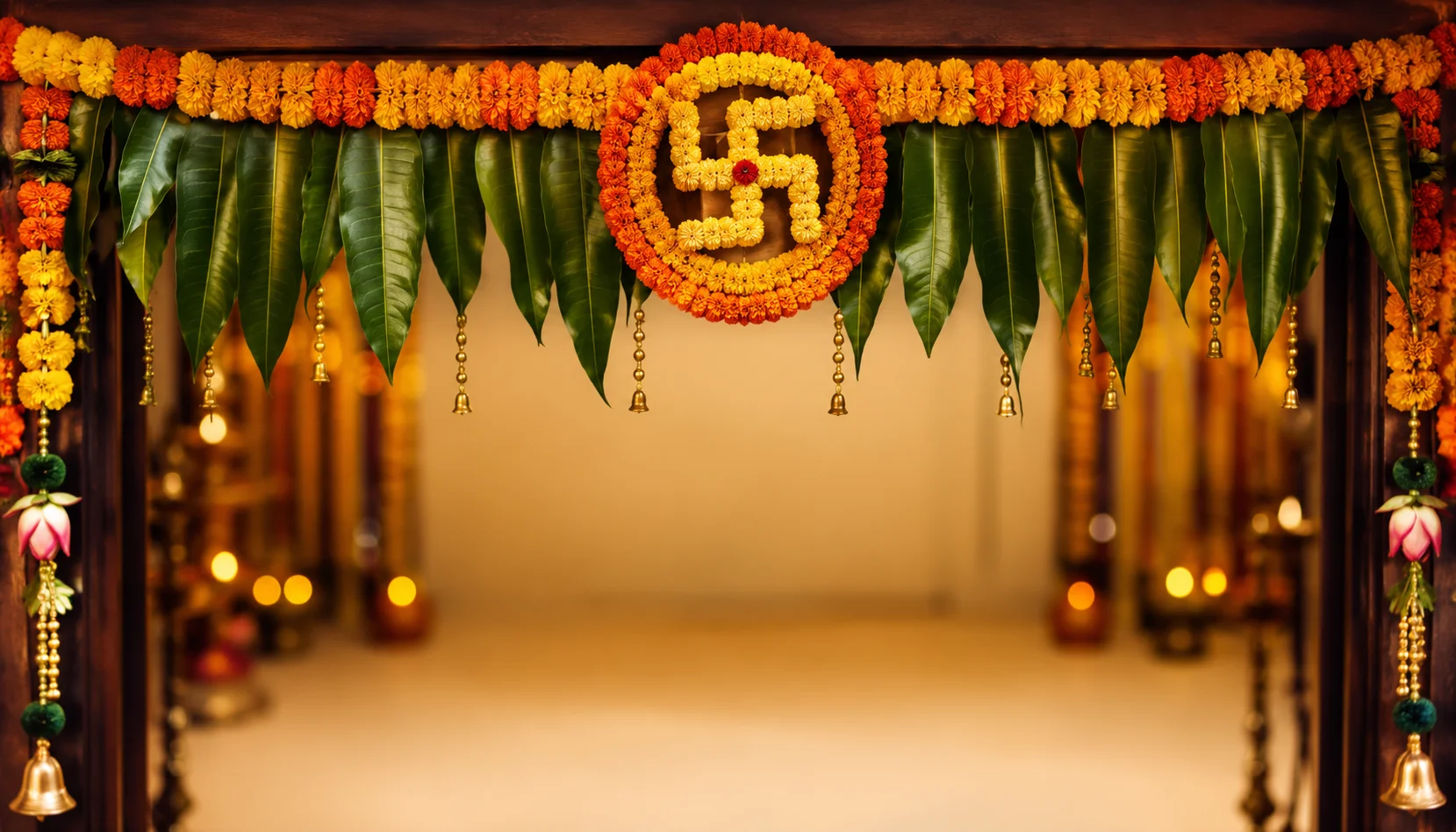 Entrance Vastu: Swastika, Toran, and Namaste Symbols for Positive Energy