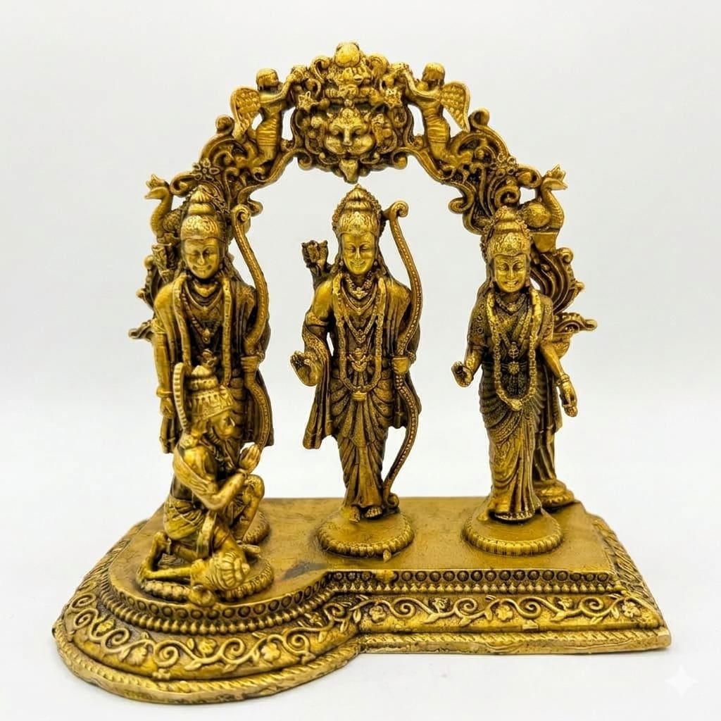 Ram Darbar Brass Murti 5 Inch – Handmade Pure Brass Idol — Statues