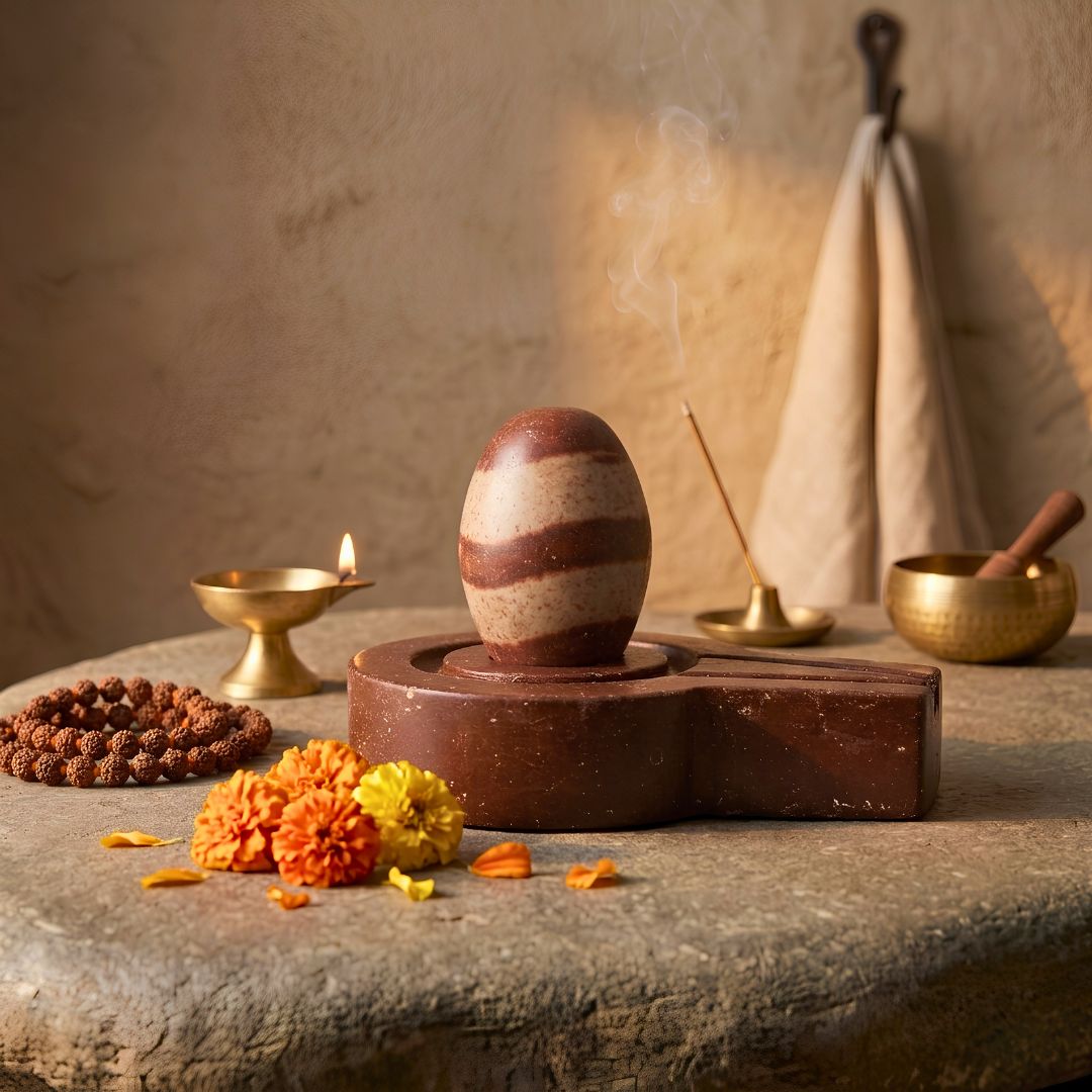 Sacred River-Sourced Narmadeshwar Shivling & Jaladhari