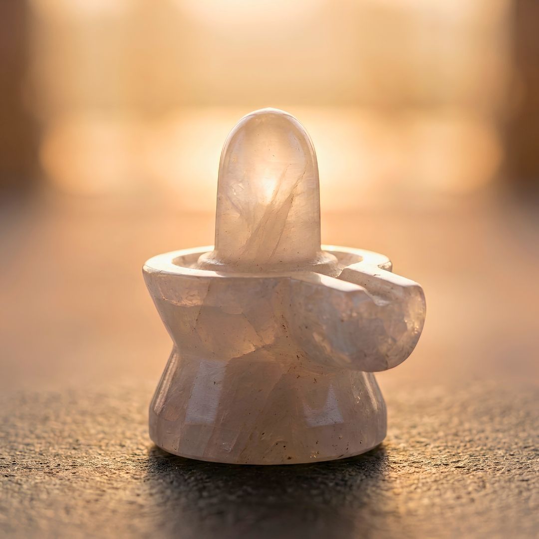 Natural Moonstone Shivling with Integrated Jaladhari