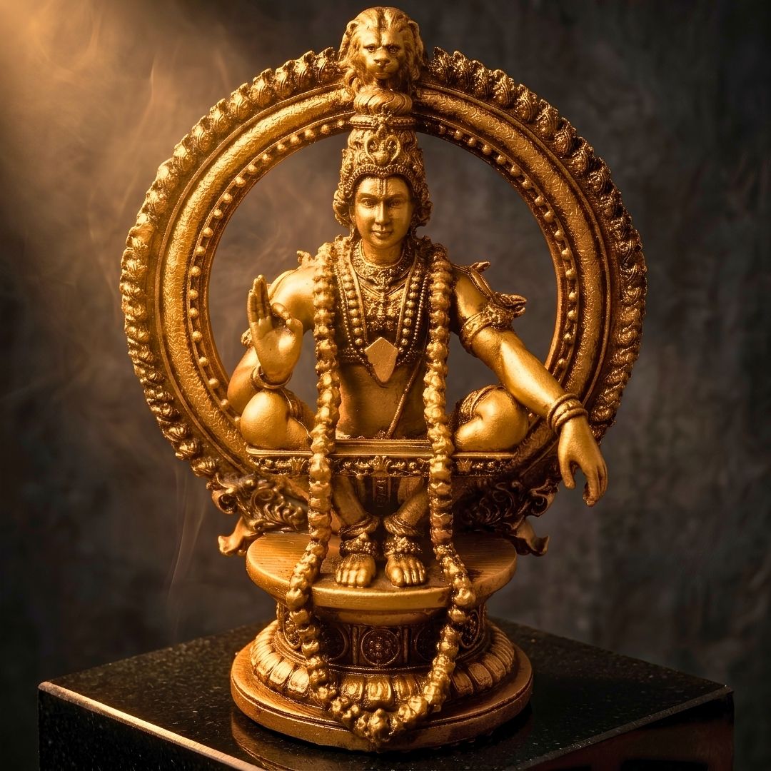 Golden Lord Ayyappa Idol – The Warrior Yogi Statue
