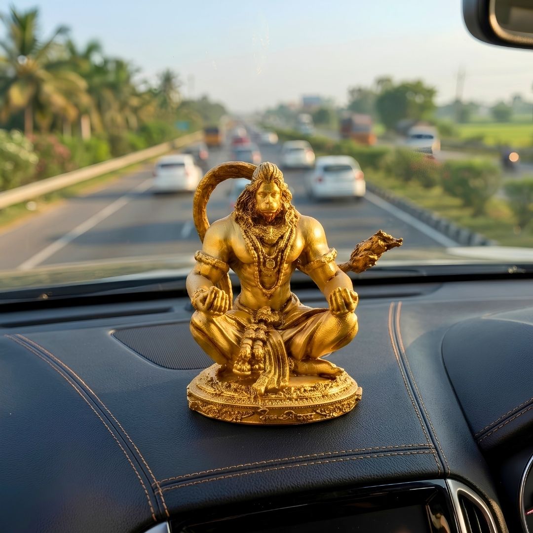 Golden Meditating Hanuman Ji Idol in Padmasana