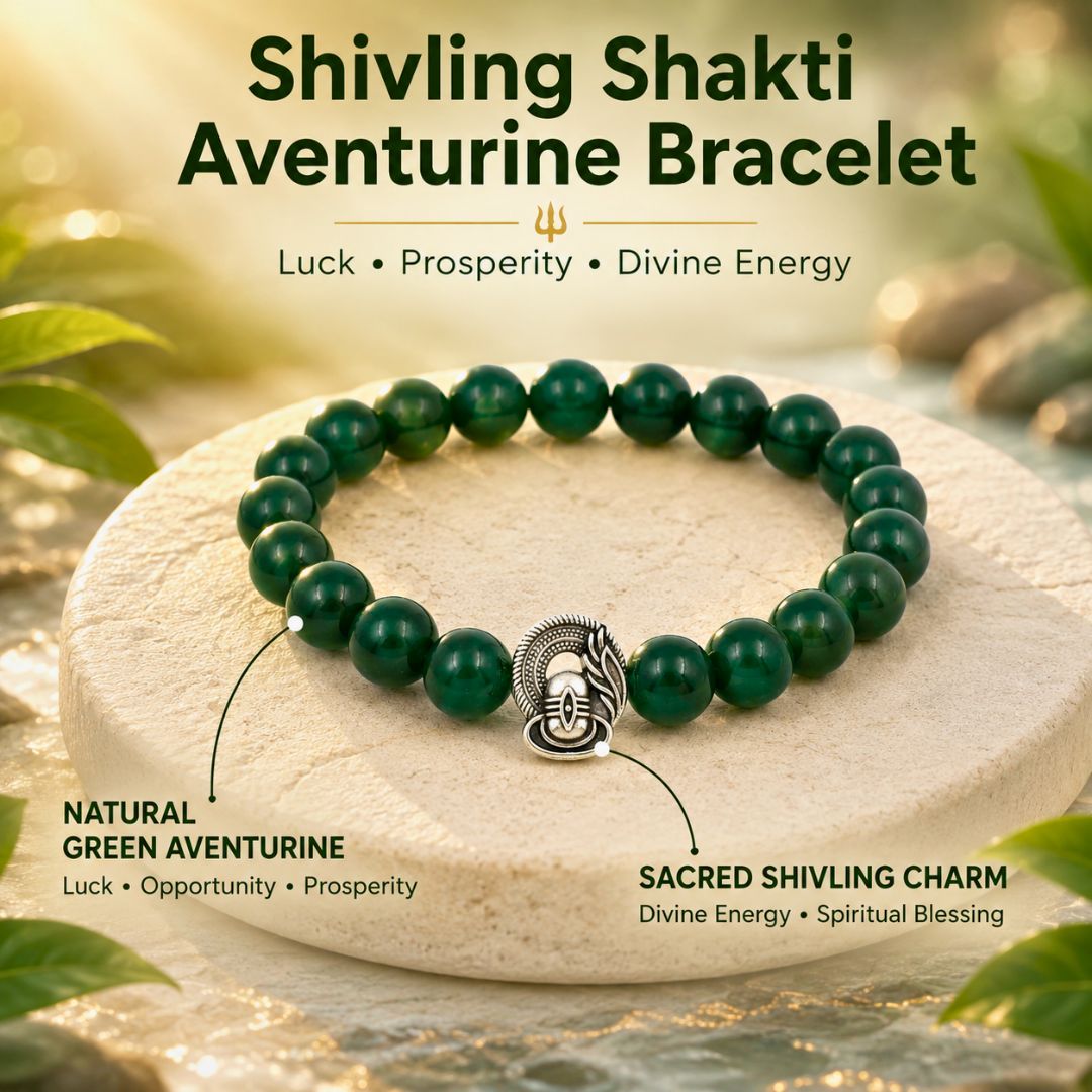 Shivling Shakti Aventurine Bracelet – Green Aventurine Lucky Stone for Men & Women — Crystals & Bracelets