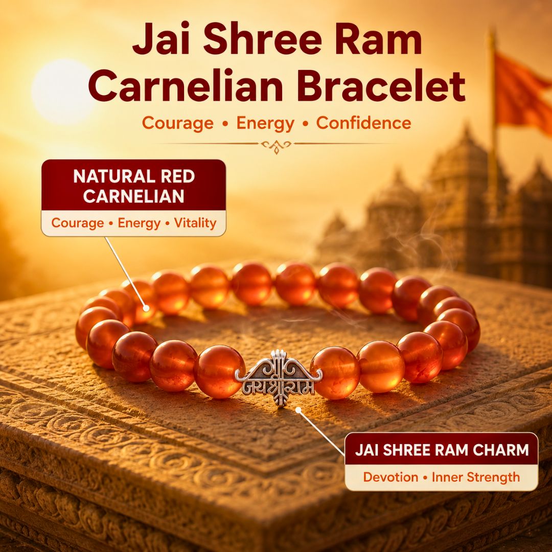 Jai Shree Ram Carnelian Bracelet – Natural Red Carnelian for Courage, Energy & Devotion — Crystals & Bracelets