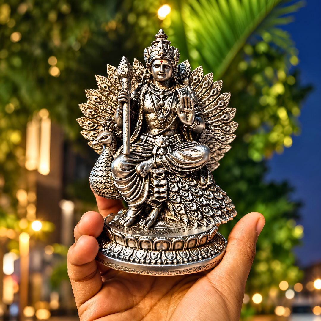 Murugan on Peacock Throne — Statues
